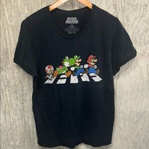 Super Mario Brothers Black Graphic Tee Shirt Adult Medium